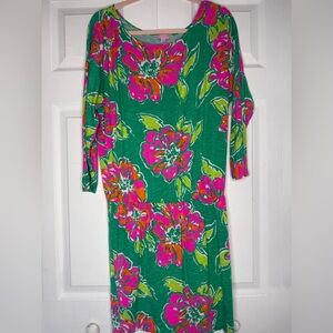 Lilly Pulitzer Green Dress with Pink Floral Design